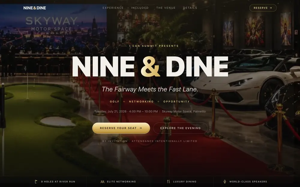 Nine & Dine website, built by Voreli AI